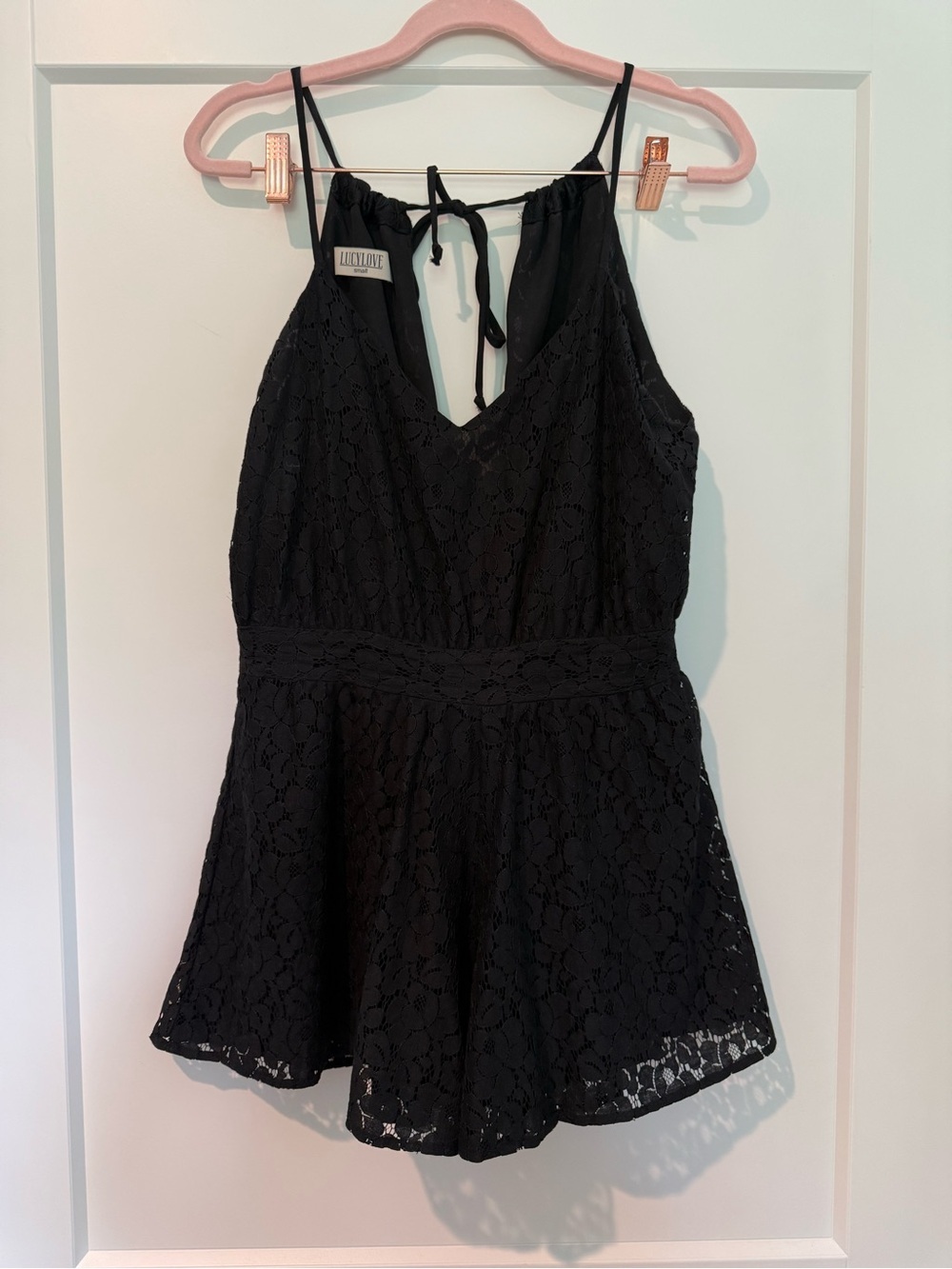 Lucy Love Penelope Romper Black Lace Open Back Fit & Flare Small